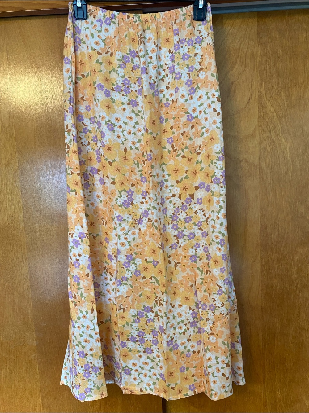 Floral Midi Skirt in Peach and Lavender